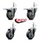 Service Caster 3.5'' Thermo Rubber Swivel 7/16'' Stem Caster Set 2 Total Lock Brake, 4PK SCC-GRTTL20S3514-TPRB-716138-2-S-2 - alternate 4